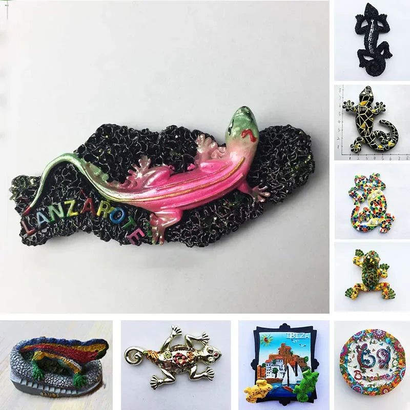 Spain Teneriffe Lizard Fridge Magnet Barcelona Lanzarote Ibiza Chameleon Animal Frog Refrigerator Magnetic Stickers Travel Gift - Grand Goldman