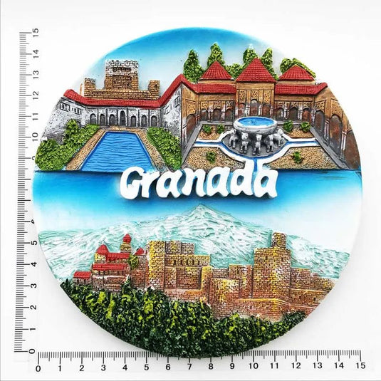Spain Granada Alhambra Palace Creative Hand-painted Resin Crafts Decorative Disc Ornaments Desktop Furnishing Articles - Grand Goldman