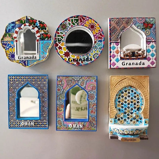 Spain Granada Fridge Magnet Oman Islamic Style Mirror Frame Magnetic Refrigerator Stickers for Home Decor Collection Gifts Ideas - Grand Goldman