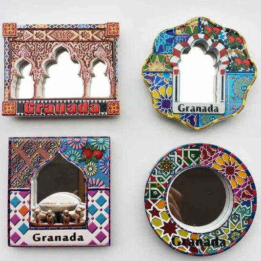 Spain Granada Fridge Magnet Oman Islamic Style Mirror Frame Magnetic Refrigerator Stickers for Home Decor Collection Gifts Ideas - Grand Goldman