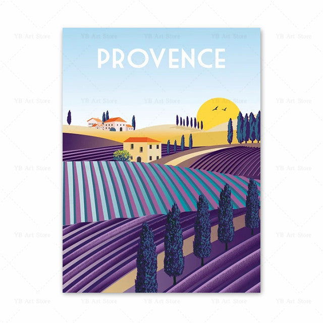 Spain Turkey Hawaii Amalfi Coast Travel Poster Greece Wall Art Canvas Painting Home Decor - Grand Goldman