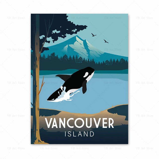 Spain Turkey Hawaii Amalfi Coast Travel Poster Greece Wall Art Canvas Painting Home Decor - Grand Goldman