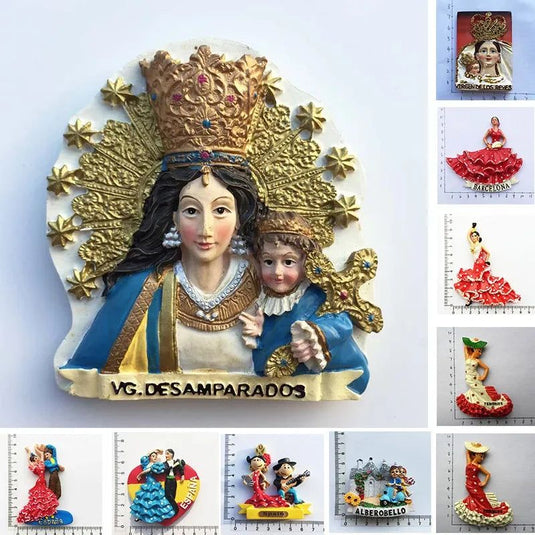 Spain Valencia Farias Virgin Mary Statue Tourist Souvenirs Fridge Magnet Spanish Dancer Magnetic Refrigerator Stickers Gift Idea - Grand Goldman