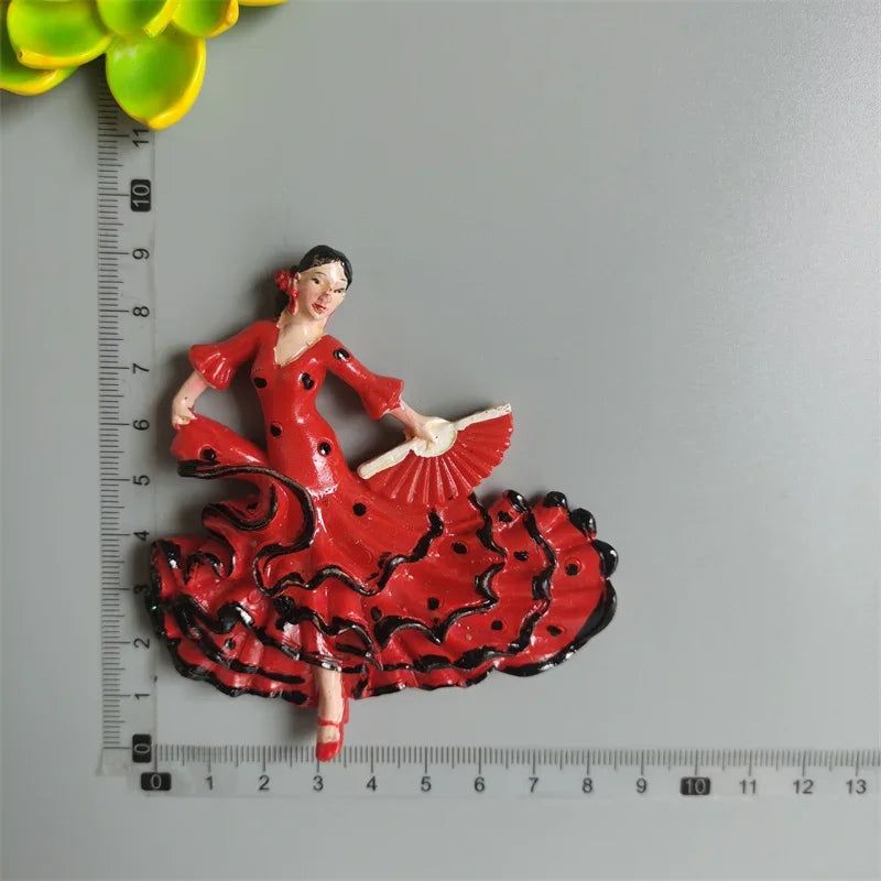 Spanish Fridge Magnets Flamenco Dancer MallorcaTourism Souvenir Decorative Arts Refrigerator Magnetic Stickers Home Decoration - Grand Goldman