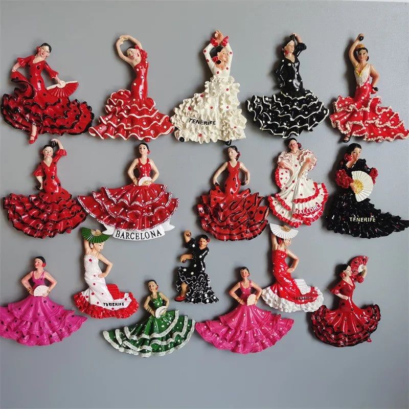 Spanish Fridge Magnets Flamenco Dancer MallorcaTourism Souvenir Decorative Arts Refrigerator Magnetic Stickers Home Decoration - Grand Goldman