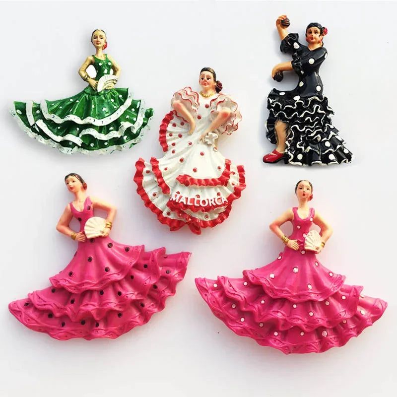 Spanish Fridge Magnets Flamenco Dancer MallorcaTourism Souvenir Decorative Arts Refrigerator Magnetic Stickers Home Decoration - Grand Goldman