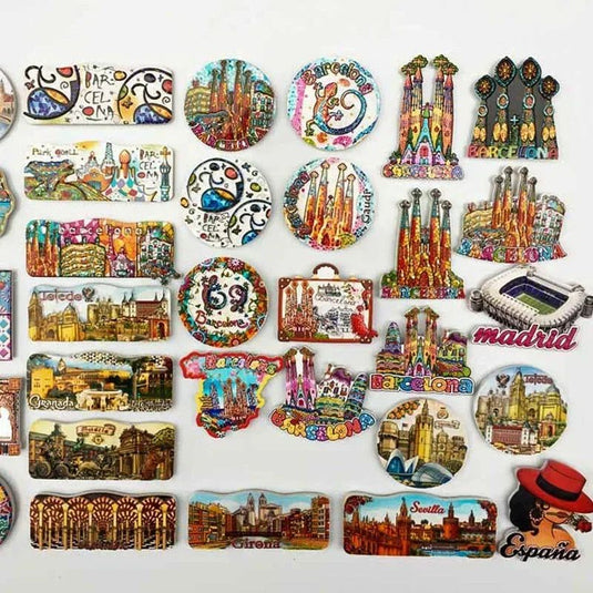 Spanish Fridge Magnets Toledo Granada Madrid Sevilla Barcelona Girona Espana tourism souvenir UV magnetic refrigerator stickers - Grand Goldman