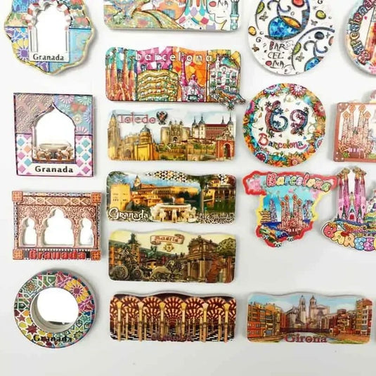 Spanish Fridge Magnets Toledo Granada Madrid Sevilla Barcelona Girona Espana tourism souvenir UV magnetic refrigerator stickers - Grand Goldman