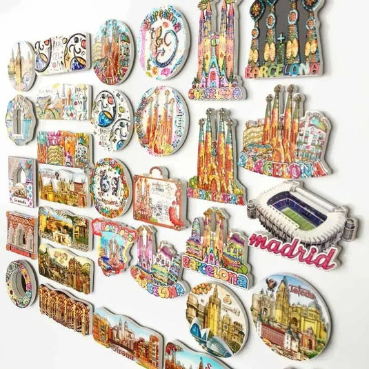 Spanish Fridge Magnets Toledo Granada Madrid Sevilla Barcelona Girona Espana tourism souvenir UV magnetic refrigerator stickers - Grand Goldman