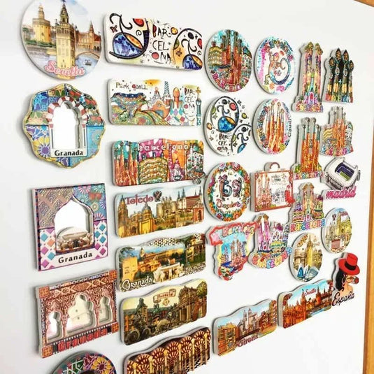 Spanish Fridge Magnets Toledo Granada Madrid Sevilla Barcelona Girona Espana tourism souvenir UV magnetic refrigerator stickers - Grand Goldman