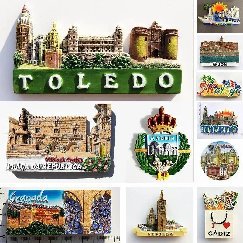 Spanish Fridge Magnets Toledo La Catedra Cathedral Malaga Montserrat Magnetic Refrigerator Stickers Tourist Souvenirs Idea Gifts - Grand Goldman