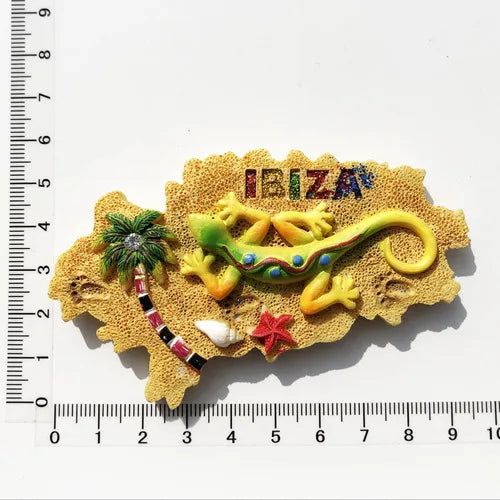 Spanish Island of Menorca Tourism Memorial Ibiza Lizard Beach Crafts Fridge Sticker Ibiza Painted Magnets for Refrigerators - Grand Goldman