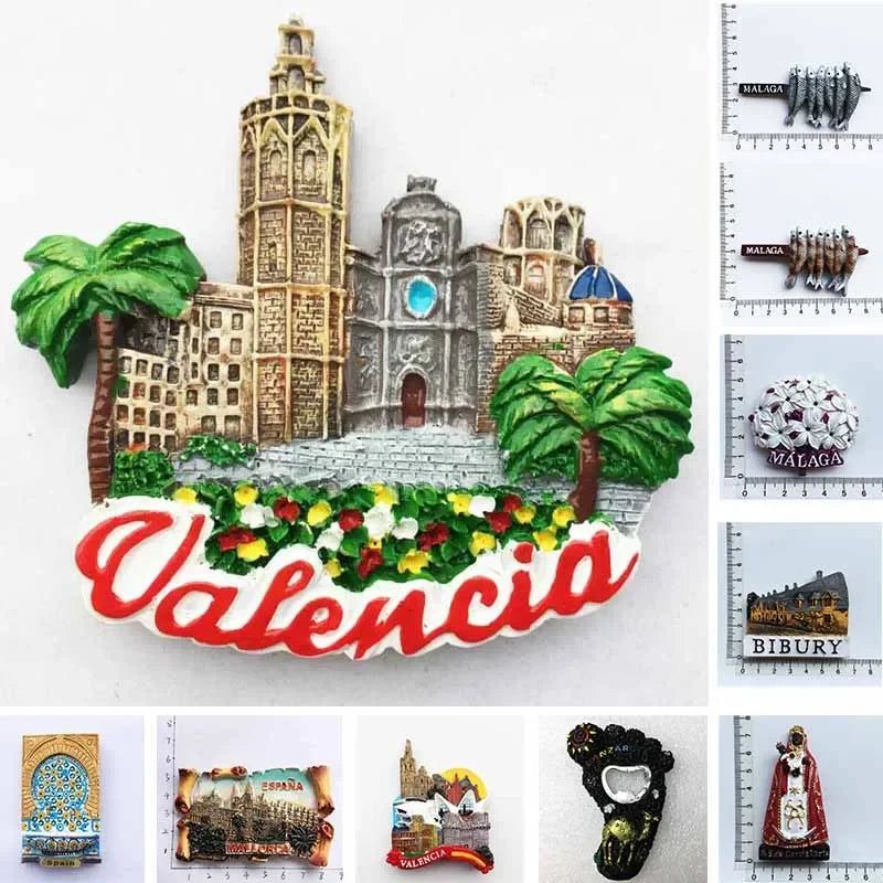Spanish Tourist fridge magnets Souvenirs Valencia Cathedral 3d Resin Magnetic Magnet Refrigerator Stickers Collection Gifts - Grand Goldman