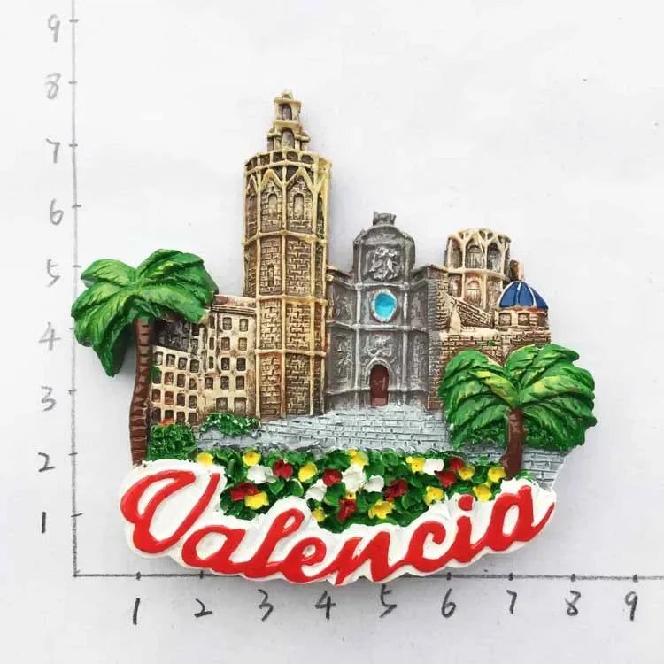 Spanish Tourist fridge magnets Souvenirs Valencia Cathedral 3d Resin Magnetic Magnet Refrigerator Stickers Collection Gifts - Grand Goldman