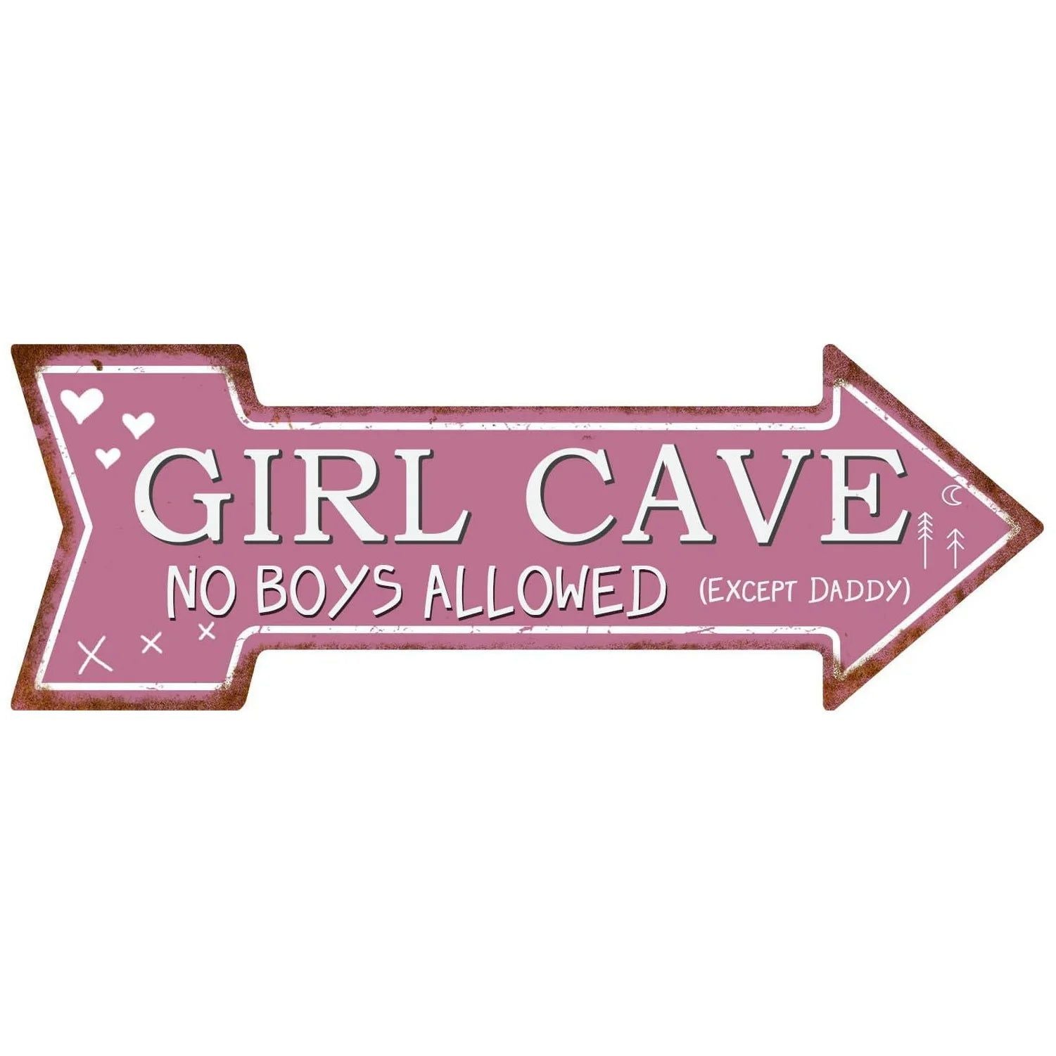Special Arrow Shape Metal Tin Sign Waterproof Girl Cave Happy Hour Laundry Vintage Ornamental Mark Sign Board Wall Pub Cafe Bar - Grand Goldman