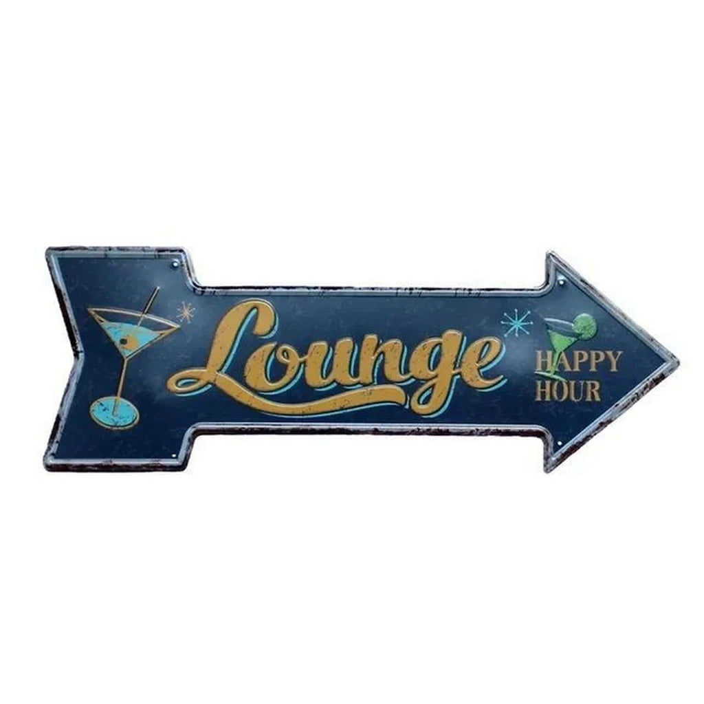 Special Arrow Shape Metal Tin Sign Waterproof Girl Cave Happy Hour Laundry Vintage Ornamental Mark Sign Board Wall Pub Cafe Bar - Grand Goldman