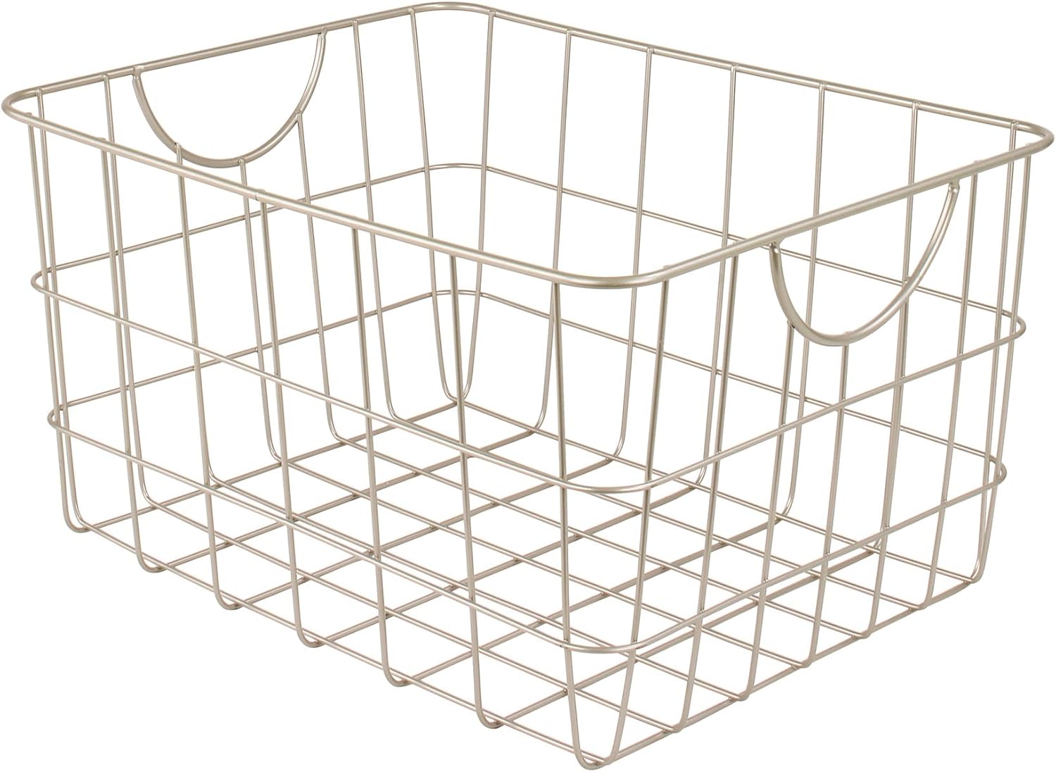 Spectrum Utility Wire Baskets for Organizing - Sturdy Steel Metal Basket Storage Organizer Bin with Handle - Open Wire Storage Baskets for Kitchen Pantry, Cabinets, Closet & Garage Shelves - Grand Goldman