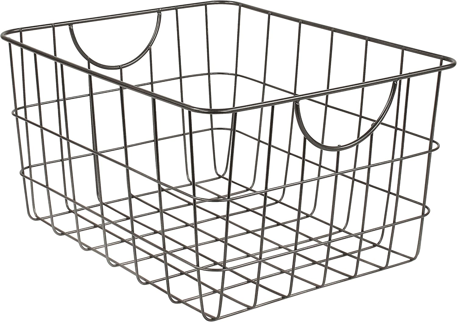 Spectrum Utility Wire Baskets for Organizing - Sturdy Steel Metal Basket Storage Organizer Bin with Handle - Open Wire Storage Baskets for Kitchen Pantry, Cabinets, Closet & Garage Shelves - Grand Goldman