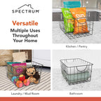 Spectrum Utility Wire Baskets for Organizing - Sturdy Steel Metal Basket Storage Organizer Bin with Handle - Open Wire Storage Baskets for Kitchen Pantry, Cabinets, Closet & Garage Shelves - Grand Goldman