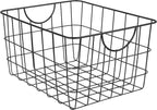 Spectrum Utility Wire Baskets for Organizing - Sturdy Steel Metal Basket Storage Organizer Bin with Handle - Open Wire Storage Baskets for Kitchen Pantry, Cabinets, Closet & Garage Shelves - Grand Goldman