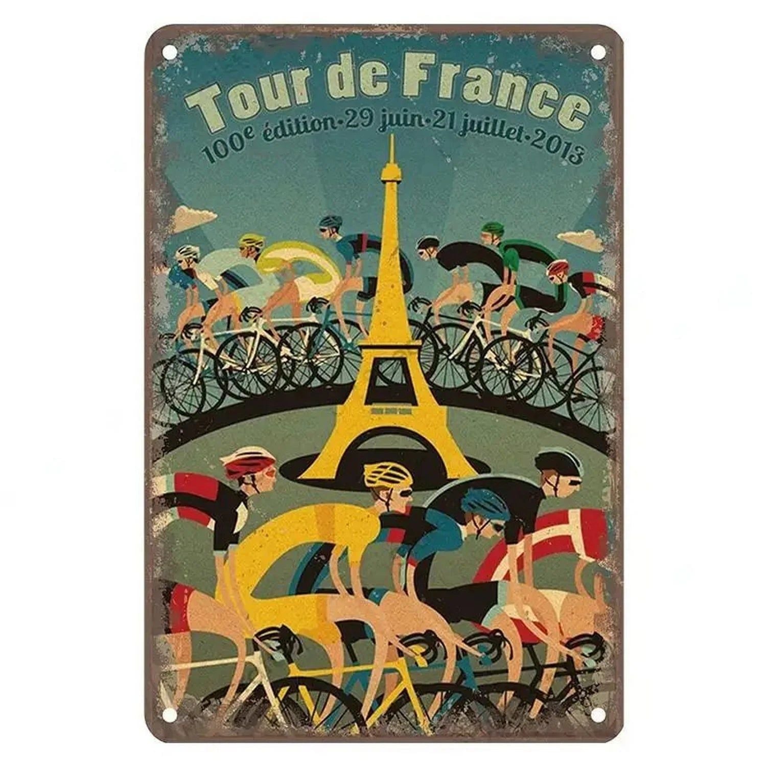Sports Metal Tin Signs Tour De France Cycling Wall Art Posters Plate Wall Decor for Home Bars Man Cave Cafe Clubs Garage Retro - Grand Goldman