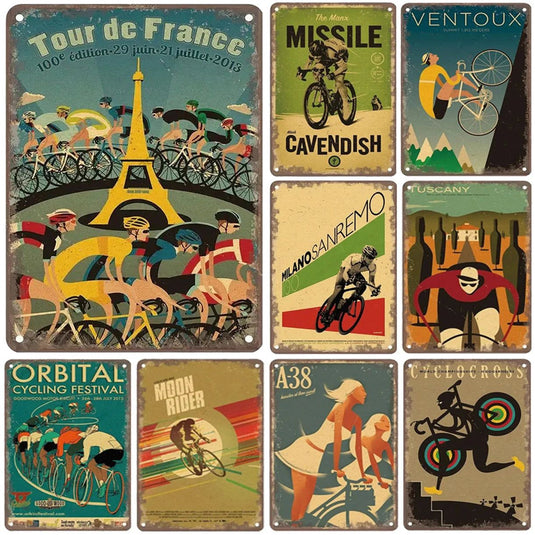Sports Metal Tin Signs Tour De France Cycling Wall Art Posters Plate Wall Decor for Home Bars Man Cave Cafe Clubs Garage Retro - Grand Goldman
