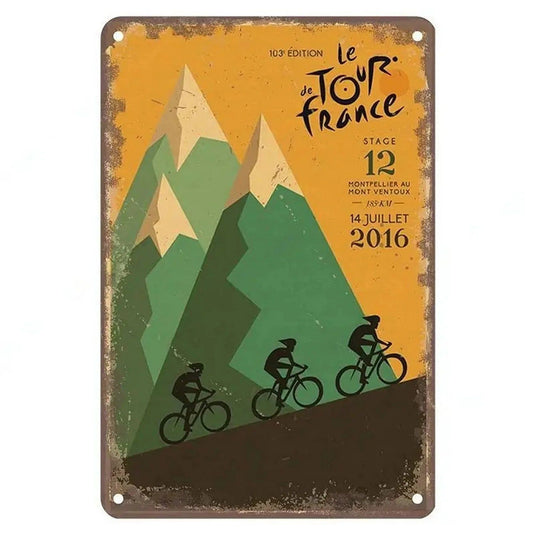Sports Metal Tin Signs Tour De France Cycling Wall Art Posters Plate Wall Decor for Home Bars Man Cave Cafe Clubs Garage Retro - Grand Goldman