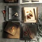 Square Plate Colored Glaze Plate Dish Barbecue Ceramic Plate - Grand Goldman