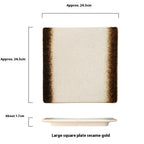 Square Plate Colored Glaze Plate Dish Barbecue Ceramic Plate - Grand Goldman