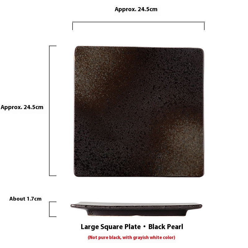 Square Plate Colored Glaze Plate Dish Barbecue Ceramic Plate - Grand Goldman