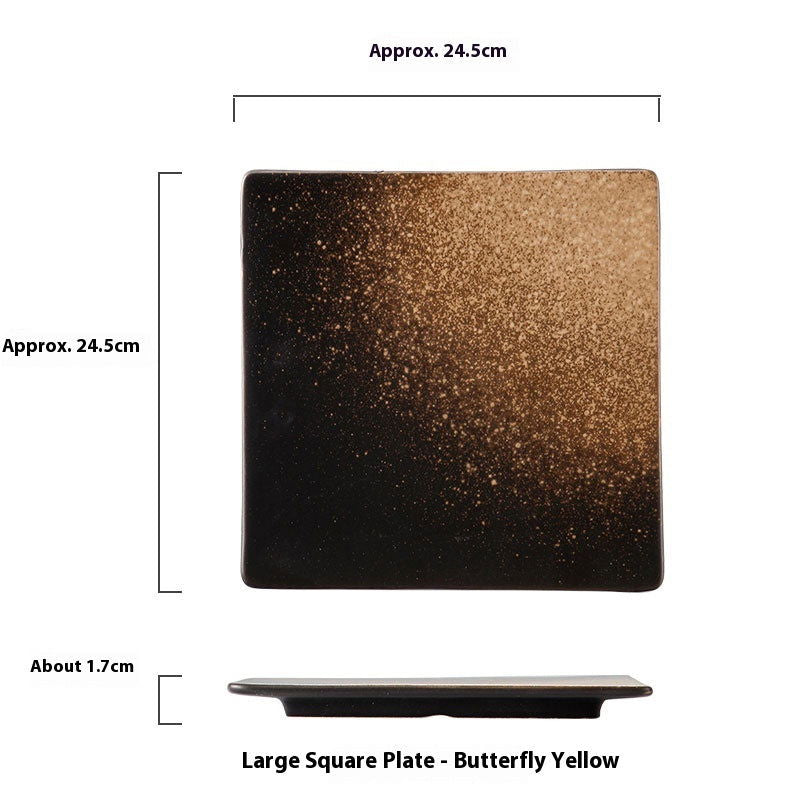 Square Plate Colored Glaze Plate Dish Barbecue Ceramic Plate - Grand Goldman