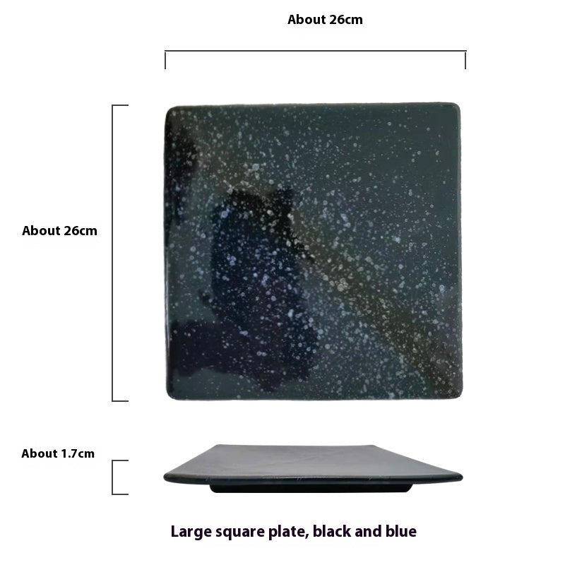 Square Plate Colored Glaze Plate Dish Barbecue Ceramic Plate - Grand Goldman