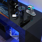 St.Mandyu LED TV Stand for 65/75/85 inch TV, High Glossy Modern Entertainment Center with Drawer and Led Lights, Television Table Media Console for Living Game Room Bedroom(Black) - Grand Goldman