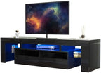 St.Mandyu LED TV Stand for 65/75/85 inch TV, High Glossy Modern Entertainment Center with Drawer and Led Lights, Television Table Media Console for Living Game Room Bedroom(Black) - Grand Goldman