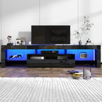 St.Mandyu LED TV Stand for 65/75/85 inch TV, High Glossy Modern Entertainment Center with Drawer and Led Lights, Television Table Media Console for Living Game Room Bedroom(Black) - Grand Goldman