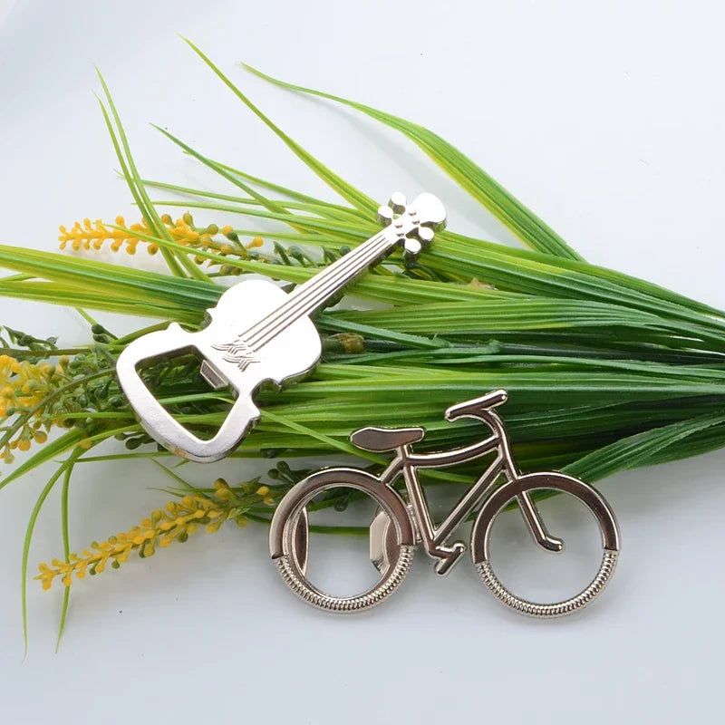 Stainless Steel Bottle Opener Korean Refrigerator Magnet Bicycle and Violin Shape Beer Opener Message Board Magnetic Sticker - Grand Goldman
