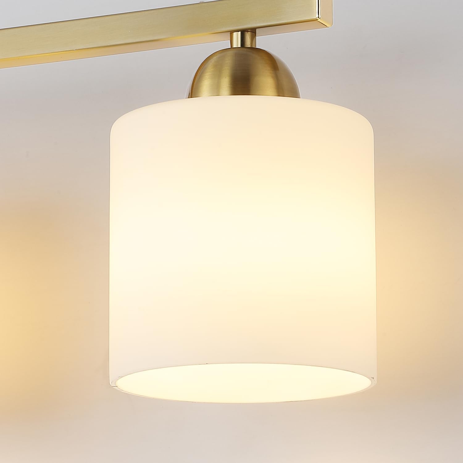 Stainless Steel Milk Glass Bathroom Vanity Light Over Mirror, 3 Light Brushed Gold Bathroom Light Fixtures with Frosted Glass, Modern Vanity Lighting Wall Mount - Grand Goldman