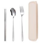 Stainless Steel Portable Tableware Student Spoon Fork Including Chopsticks Storage Set - Grand Goldman