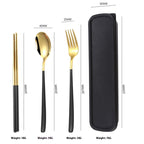 Stainless Steel Portable Tableware Student Spoon Fork Including Chopsticks Storage Set - Grand Goldman
