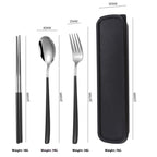 Stainless Steel Portable Tableware Student Spoon Fork Including Chopsticks Storage Set - Grand Goldman
