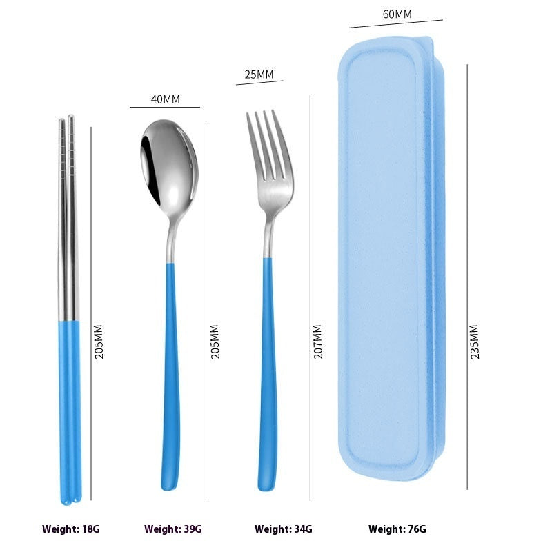 Stainless Steel Portable Tableware Student Spoon Fork Including Chopsticks Storage Set - Grand Goldman