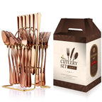 Stainless steel tableware 24 piece set, Western cuisine 4 main pieces, tableware gift box set - Grand Goldman