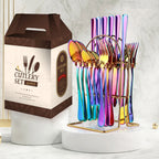 Stainless steel tableware 24 piece set, Western cuisine 4 main pieces, tableware gift box set - Grand Goldman