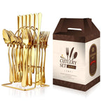 Stainless steel tableware 24 piece set, Western cuisine 4 main pieces, tableware gift box set - Grand Goldman
