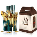 Stainless steel tableware 24 piece set, Western cuisine 4 main pieces, tableware gift box set - Grand Goldman