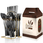 Stainless steel tableware 24 piece set, Western cuisine 4 main pieces, tableware gift box set - Grand Goldman