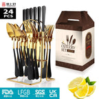 Stainless steel tableware 24 piece set, Western cuisine 4 main pieces, tableware gift box set - Grand Goldman
