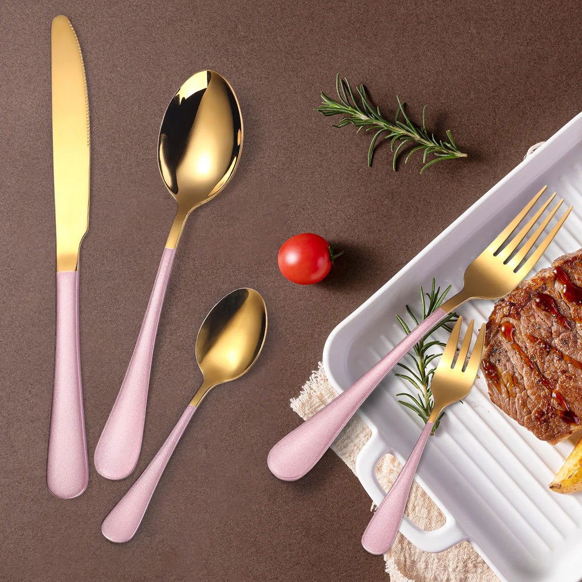 Stainless steel tableware 24 piece set, Western cuisine 4 main pieces, tableware gift box set - Grand Goldman
