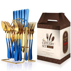 Stainless steel tableware 24 piece set, Western cuisine 4 main pieces, tableware gift box set - Grand Goldman