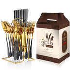 Stainless steel tableware 24 piece set, Western cuisine 4 main pieces, tableware gift box set - Grand Goldman